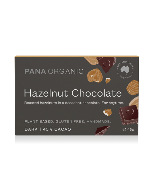 Pana Organic Certified Organic Hazelnut Chocolate 45g, With Roasted Hazelnuts