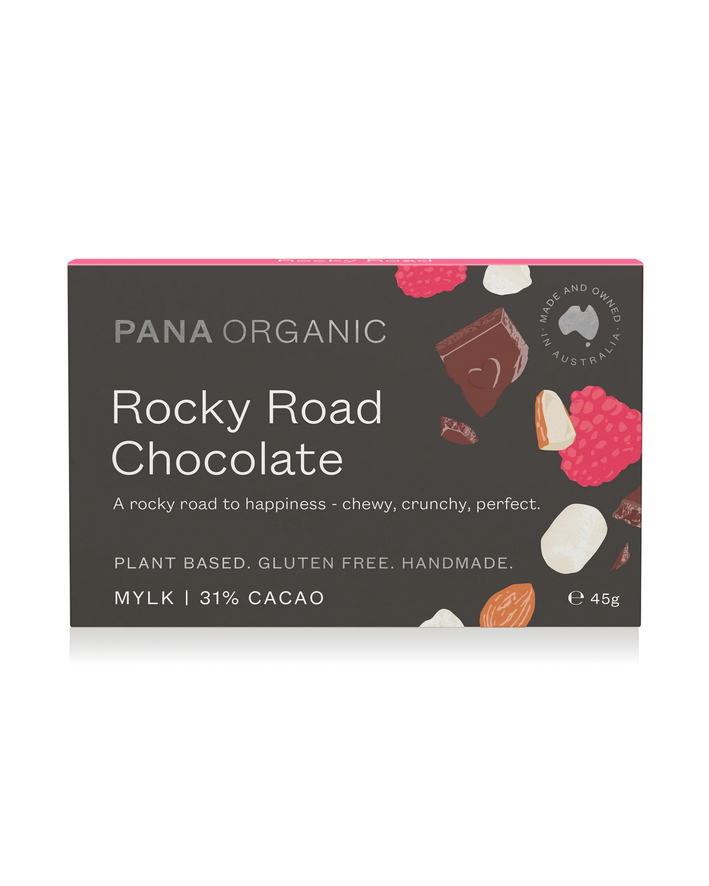 Pana Organic Certified Organic Rocky Road Chocolate 45g, With Almonds & Marshmallows
