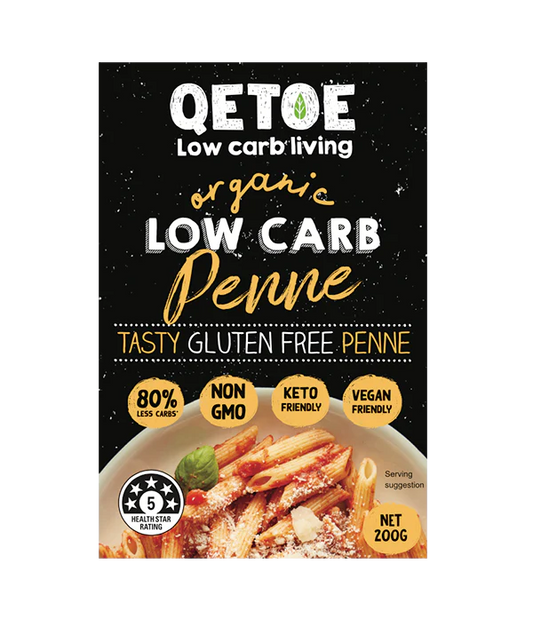 Qetoe Low Carb Penne Pasta 200g, 80% Less Carbs & Gluten Free [ Pre Order Arriving May]