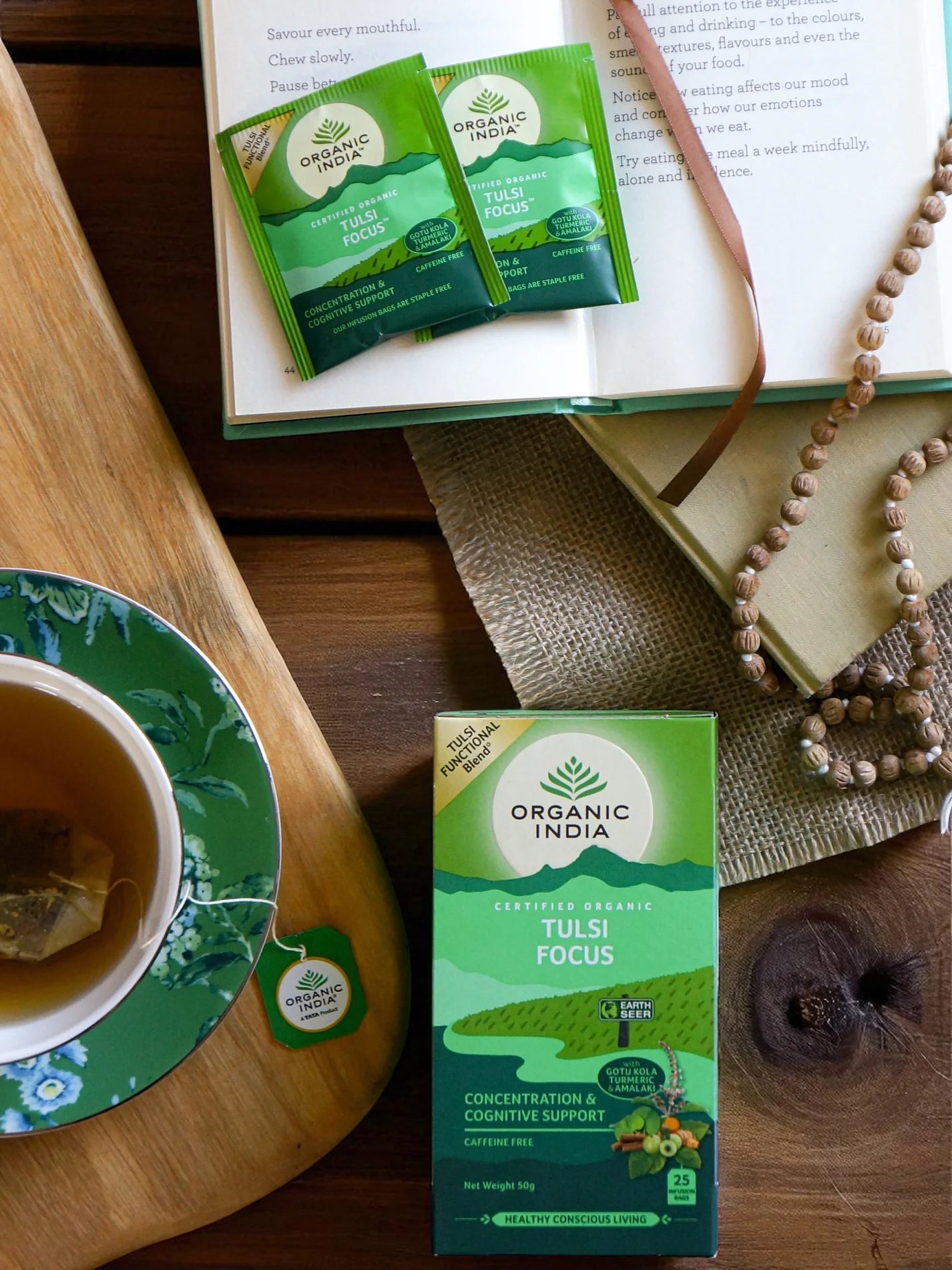 Organic India Tulsi Focus 25 Bag, Herbal Focus Ritual