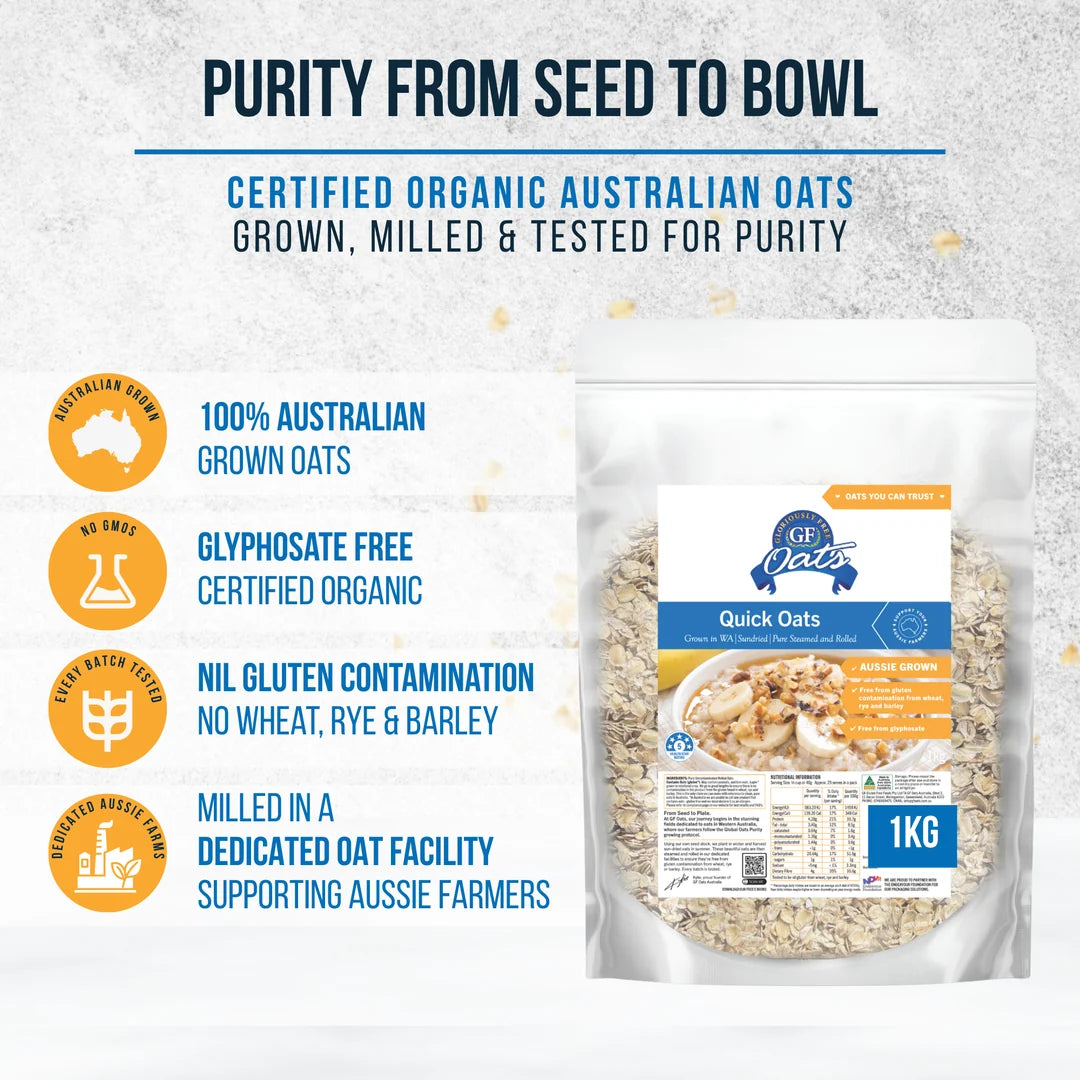 Gloriously Free Aussie Grown Quick Oats 500g, 1kg Or 2kg, Grown In WA