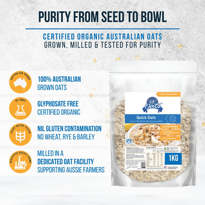 Gloriously Free Aussie Grown Quick Oats 500g, 1kg Or 2kg, Grown In WA