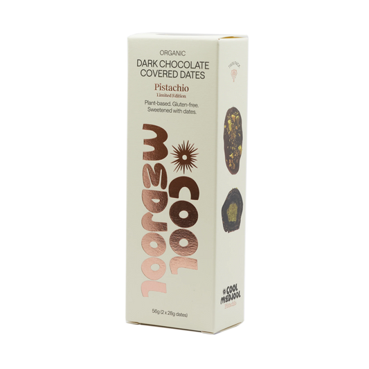Cool Medjool Two Dark Chocolate Dates Filled With Activated Pistachio Butter 2x28g, Pistachio Flavour *Limited Edition*