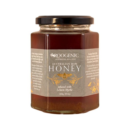 Roogenic Australian Honey & Lemon Myrtle 380g, Native Citrus Drizzle