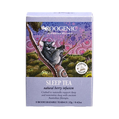 Roogenic Australian Wellness Sleep Tea 8 Tea Bags Or 18 Tea Bags, To Support Deep Sleep With A Natural Berry Infusion (Copy)