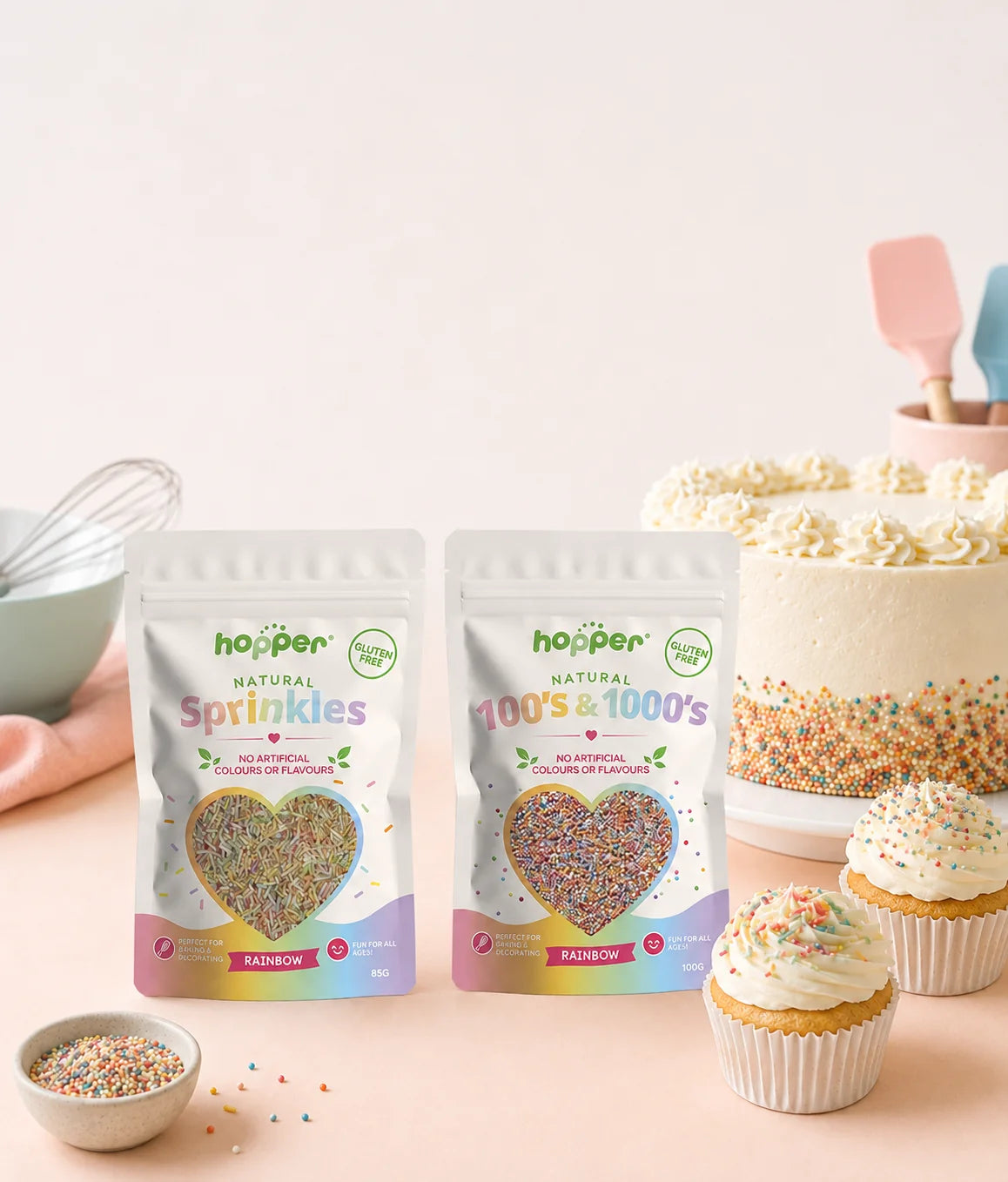 Hopper Gluten Free Natural Rainbow 100's & 1000's 100g, No Artificial Colours Or Flavours