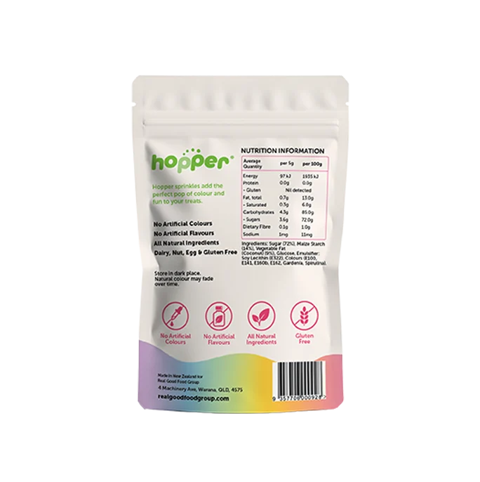 Hopper Gluten Free Natural Rainbow Sprinkles 85g, No Artificial Colours Or Flavours