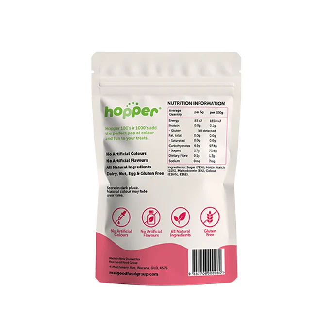Hopper Gluten Free Natural Red 100's & 1000's 100g, No Artificial Colours Or Flavours | Note #Looks More Pink Than Red!