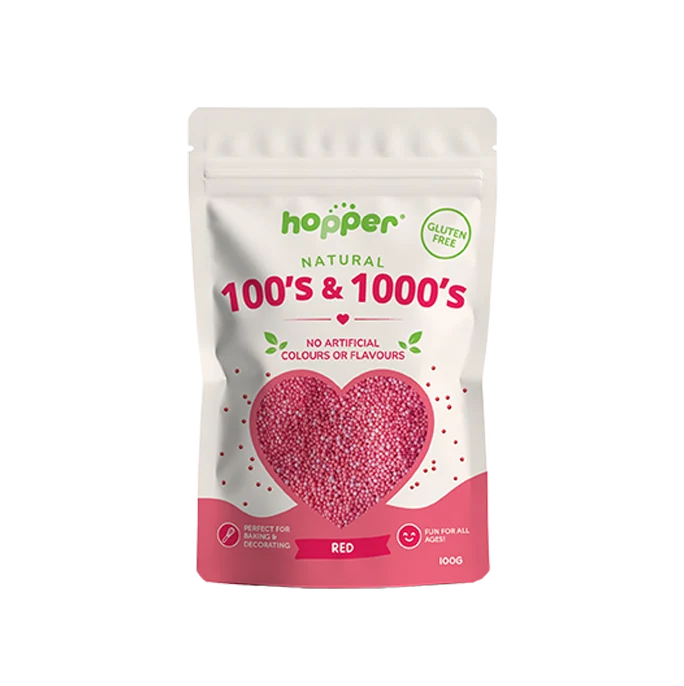 Hopper Gluten Free Natural Red 100's & 1000's 100g, No Artificial Colours Or Flavours | Note #Looks More Pink Than Red!