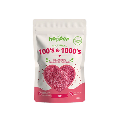 Hopper Gluten Free Natural Red 100's & 1000's 100g, No Artificial Colours Or Flavours | Note #Looks More Pink Than Red!