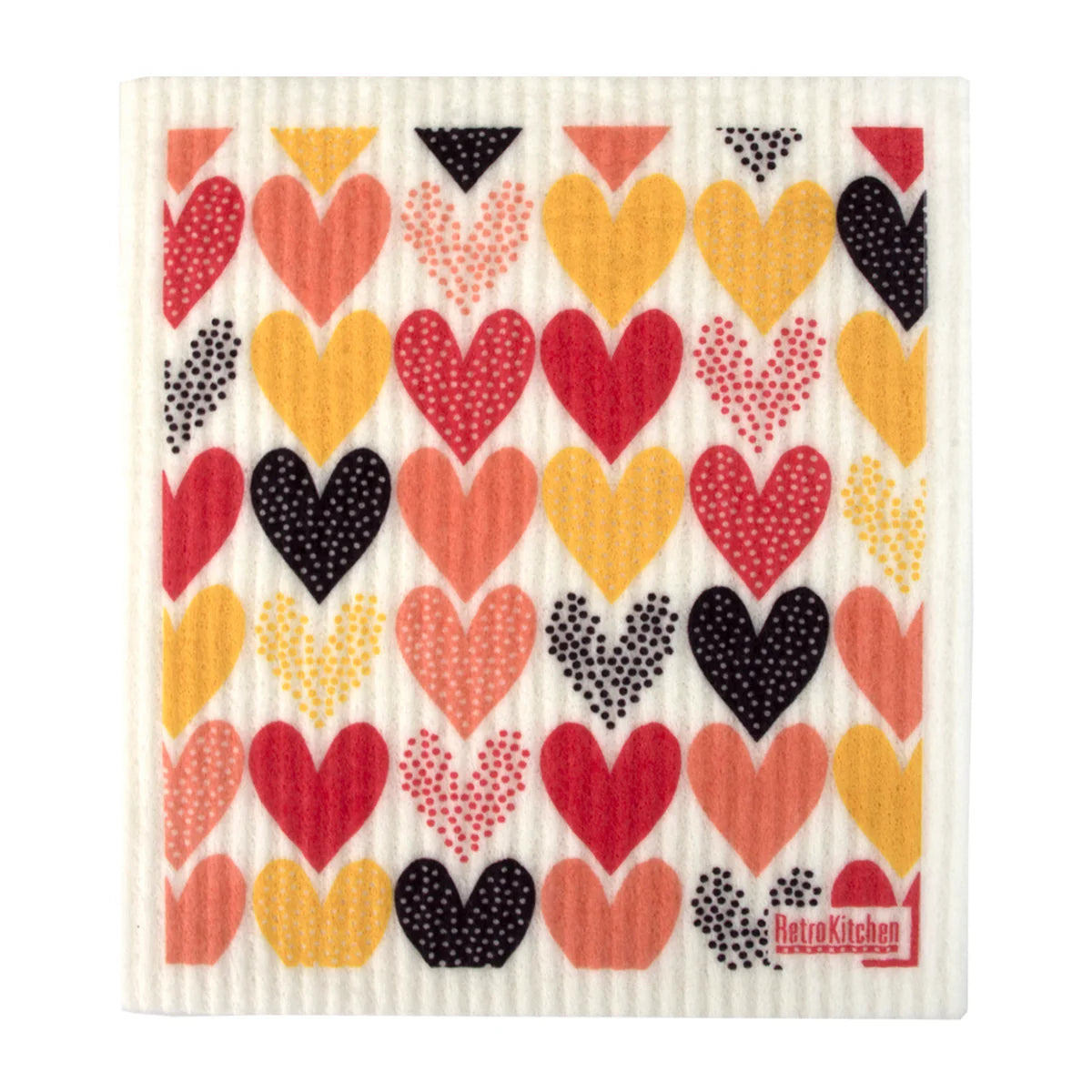 Retro Kitchen 100% Biodegradable Dishcloth, Hearts