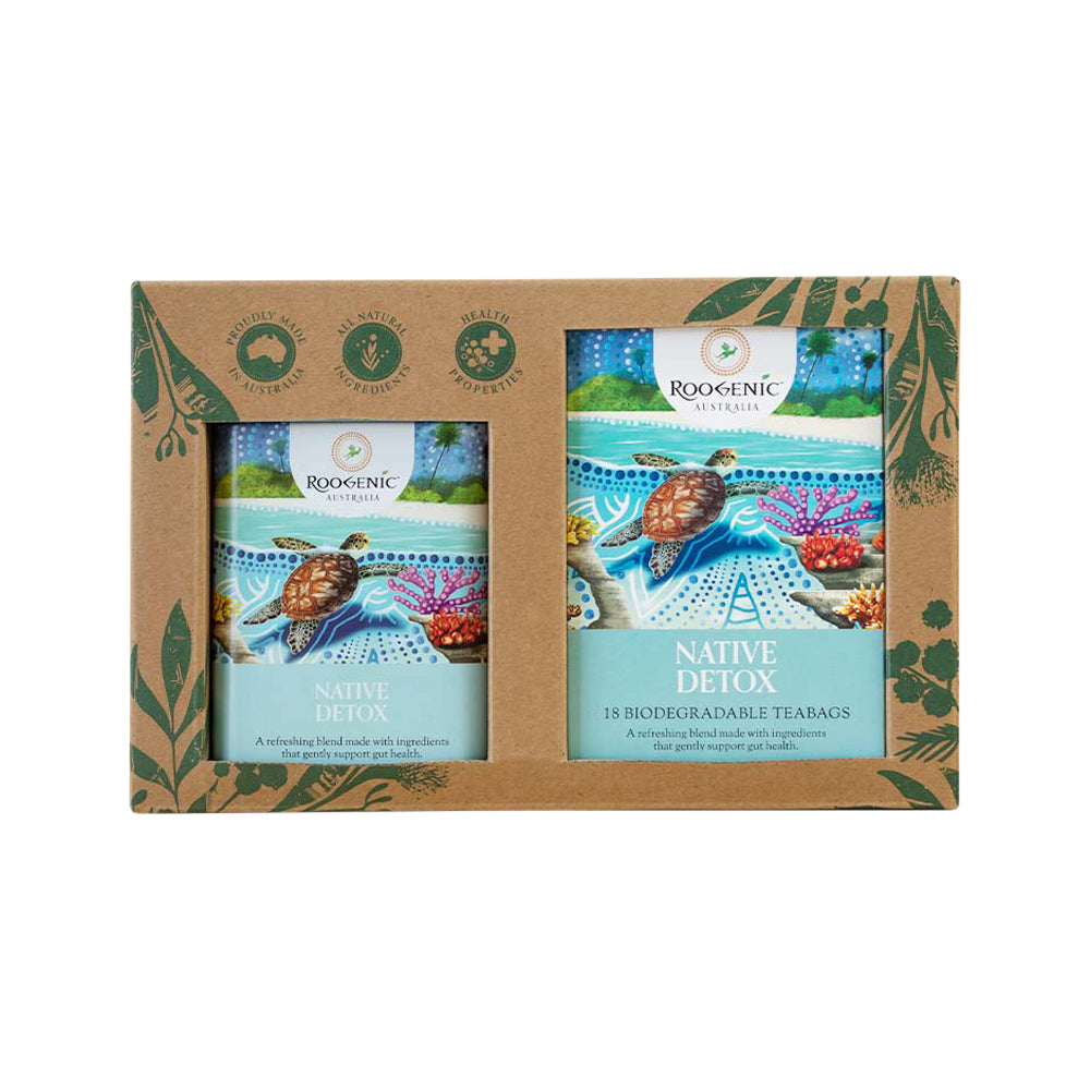 Roogenic Detox Gift Box 18 Tea Bags + Detox Tin, Native Cleansing Elixir