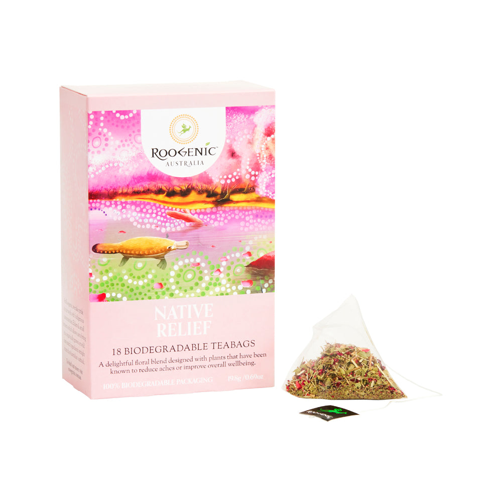 Roogenic Native Relief Tea 18 Tea Bags, Soothing Pain & Tension Blend ...