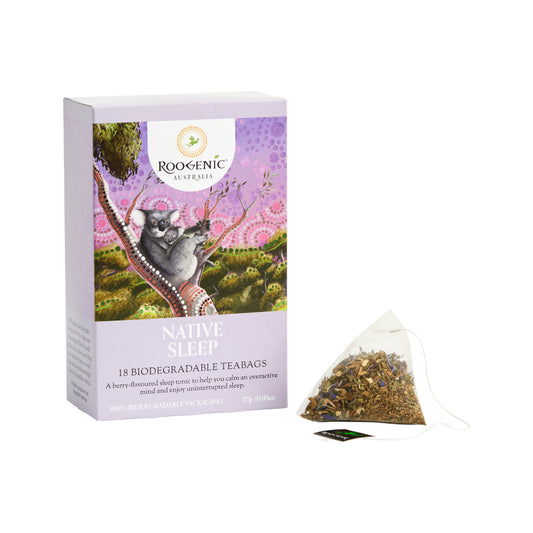 Roogenic Sleep Tea Berry 8 Tea Bags, Restful Night-time Herbal Blend