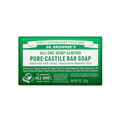 Dr Bronner's All-One Hemp Pure Castile Soap Bar 140g, Almond
