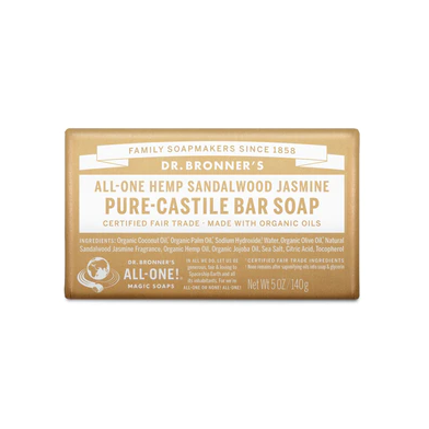 Dr Bronner's All-One Hemp Pure Castile Soap Bar 140g, Sandalwood Jasmine