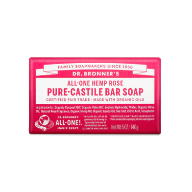 Dr Bronner's All-One Hemp Pure Castile Soap Bar 140g, Rose
