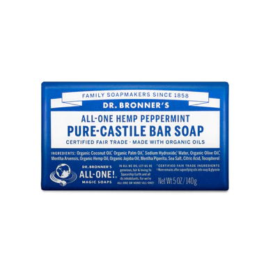 Dr Bronner's All-One Hemp Pure Castile Soap Bar 140g, Peppermint
