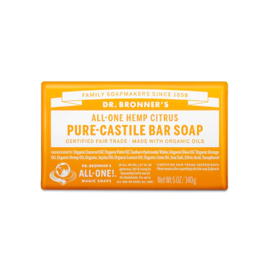 Dr Bronner's All-One Hemp Pure Castile Soap Bar 140g, Citrus Orange