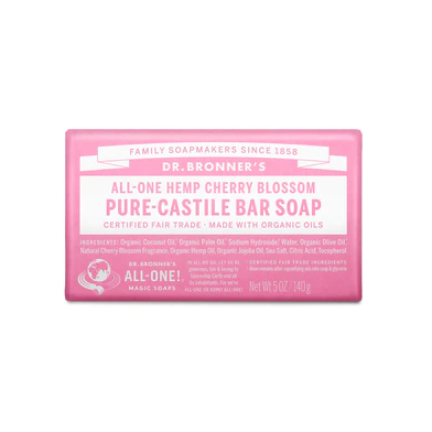 Dr Bronner's All-One Hemp Pure Castile Soap Bar 140g, Cherry Blossom