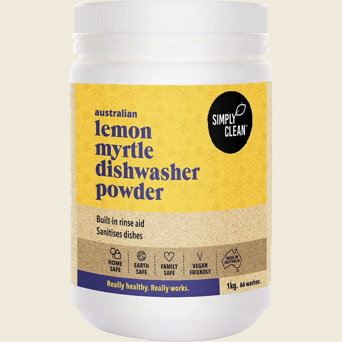 Simply Clean Dishwasher Powder Lemon Myrtle 1kg or 5kg, Naturally Superior Clean