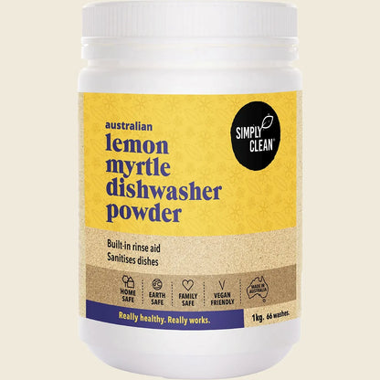 Simply Clean Dishwasher Powder Lemon Myrtle 1kg or 5kg, Naturally Superior Clean