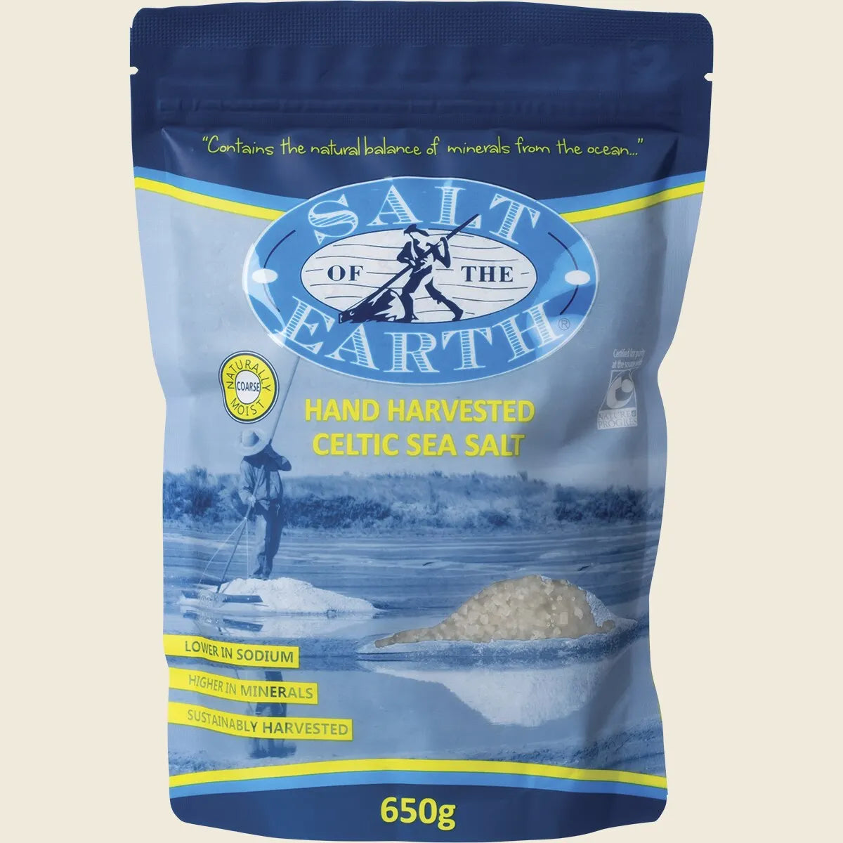 Salt Of The Earth Celtic Sea Salt 250g Or 650g, Coarse & Hand Harvested
