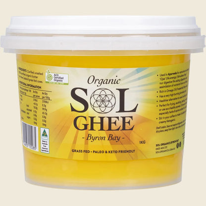Sol Organics Certified Organic Ghee 275g, 400g, 685g Or 1kg, Paleo & Keto-Friendly