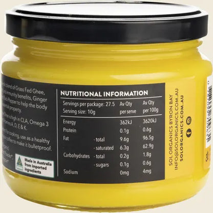 Sol Organics Turmeric Super Ghee 275g, With Black Pepper