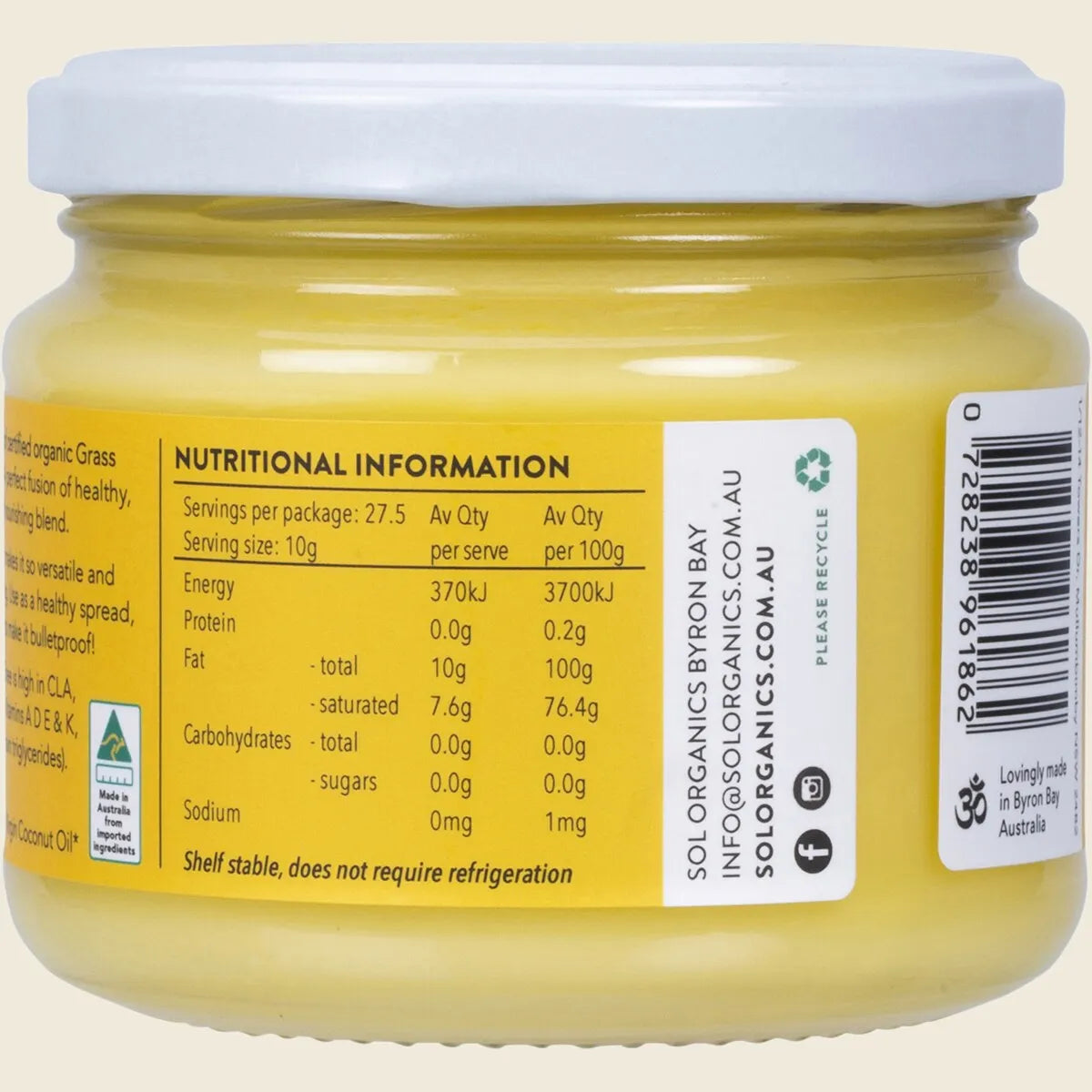 Sol Organics Ghee & Coconut Oil 275g, Use A Cooking Oil