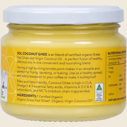 Sol Organics Ghee & Coconut Oil 275g, Use A Cooking Oil