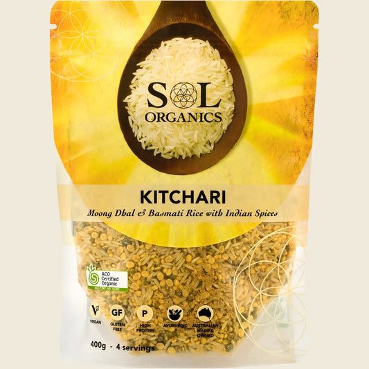 Sol Organics Kitchari Moong Dhal & Basmati Rice Mix 400g, A Complete Meal