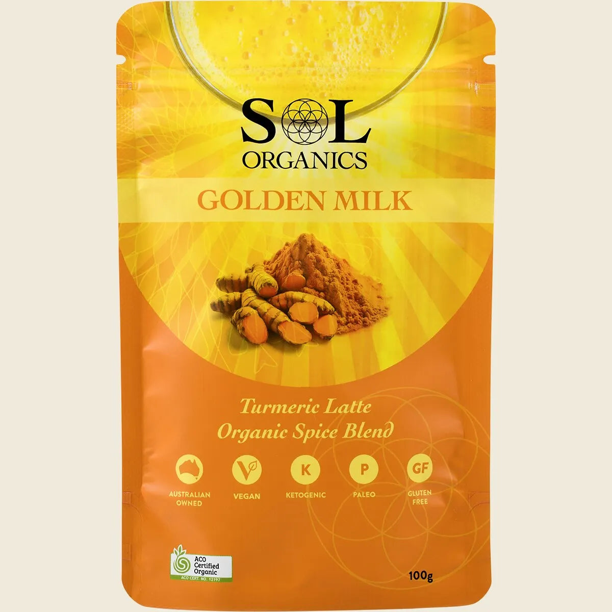 Sol Organics Golden Milk Turmeric Blend 130g, Wonderful Taste