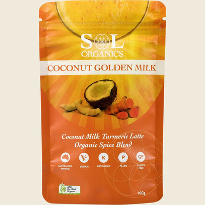 Sol Organics Golden Milk Turmeric & Coconut Blend 130g, Soothing & Healing