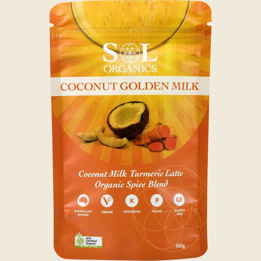 Sol Organics Golden Milk Turmeric & Coconut Blend 130g, Soothing & Healing