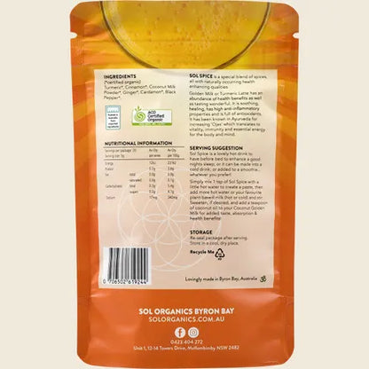 Sol Organics Golden Milk Turmeric & Coconut Blend 130g, Soothing & Healing