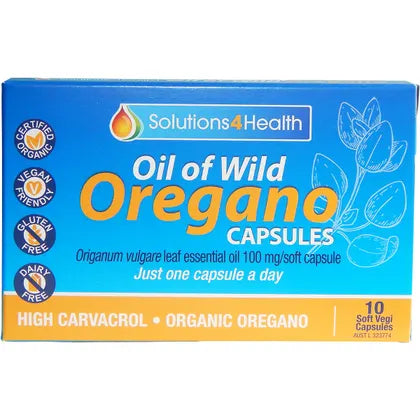 Solutions 4 Health Oil Of Wild Oregano 10, 30, 60 Or 120 Vege Capsules, Just One Capsule A Day