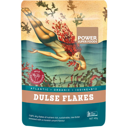 Power Super Foods Certified Organic Atlantic Dulse Flakes 40g Or 150g, Wild Hand Harvested