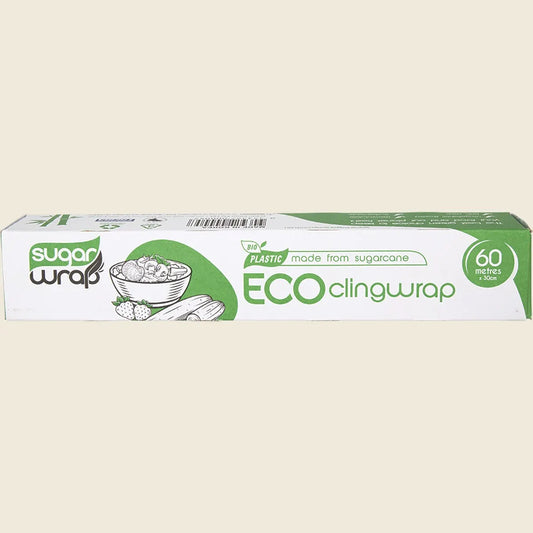 SugarWrap Eco Cling Wrap, 60m x 30cm, Plant-Based Household Essential