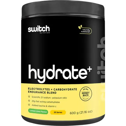 Switch Nutrition Hydrate+ Electrolytes & Carbohydrate Endurance Blend 600g, Please Choose Your Flavour