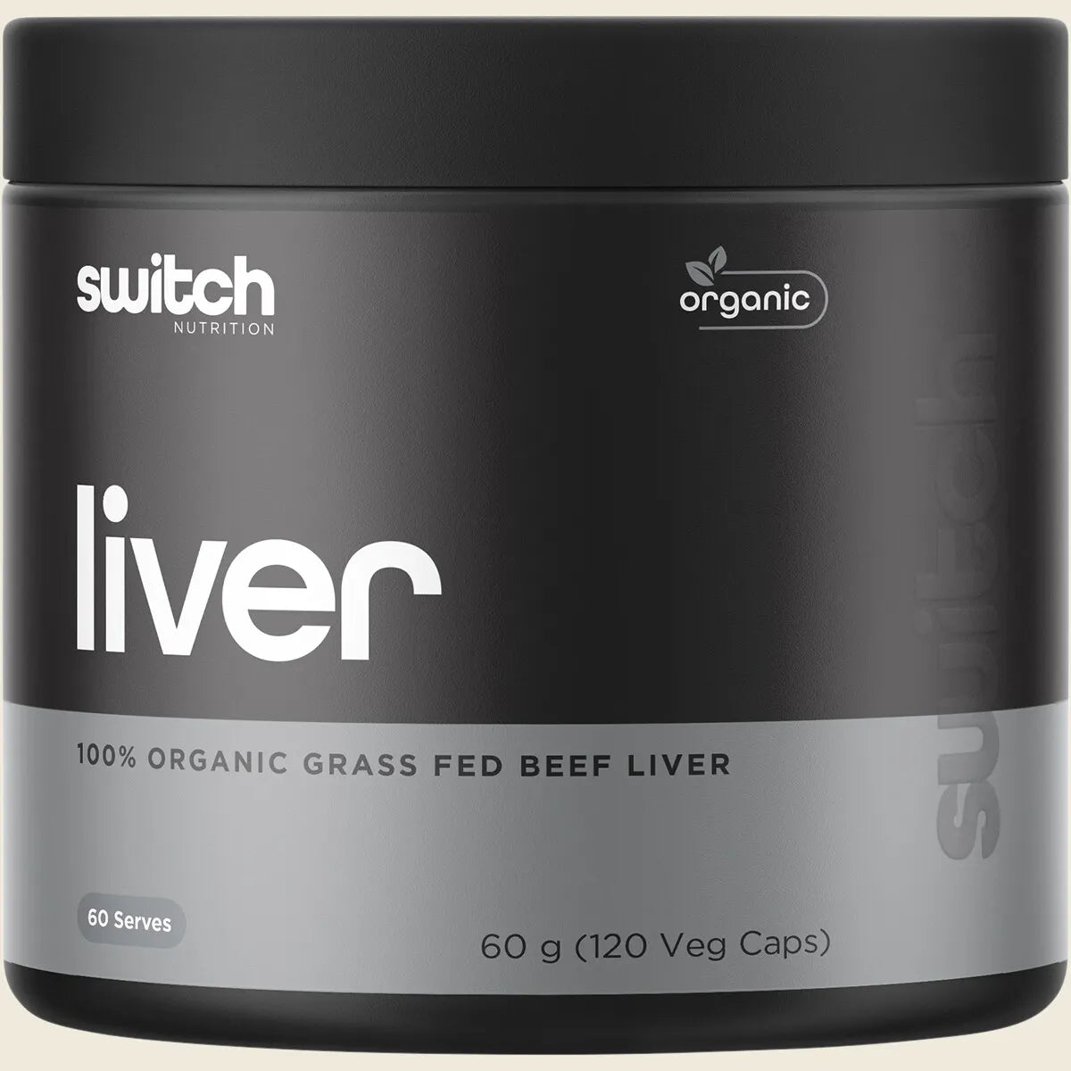 Switch Nutrition Beef Liver 100% Organic Grass Fed 120 Capsules, Wholefood Strength