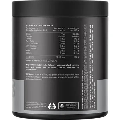 Switch Nutrition Arginine 100% Pure L-Arginine Unflavoured 200g