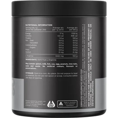 Switch Nutrition Arginine 100% Pure L-Arginine Unflavoured 200g