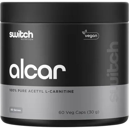 Switch Nutrition Alcar 100% Pure Acetyl L-Carnitine 60 VCaps, For Cognitive Clarity
