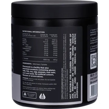 Switch Nutrition Tyrosine 100% Pure L-Tyrosine Unflavoured 200g (200 Serves)