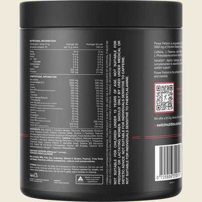 Switch Nutrition Power Perform 420g | 30 Servings, Precision-Built Energy for Serious Training