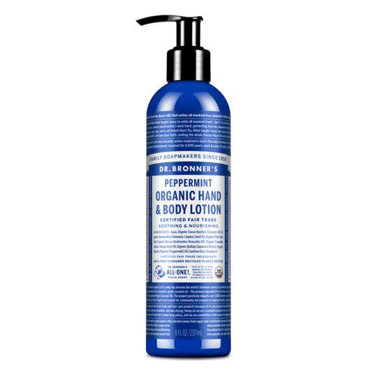 Dr Bronner's Organic Hand & Body Lotion 237mL, Peppermint Fragrance Soothing & Nourishing