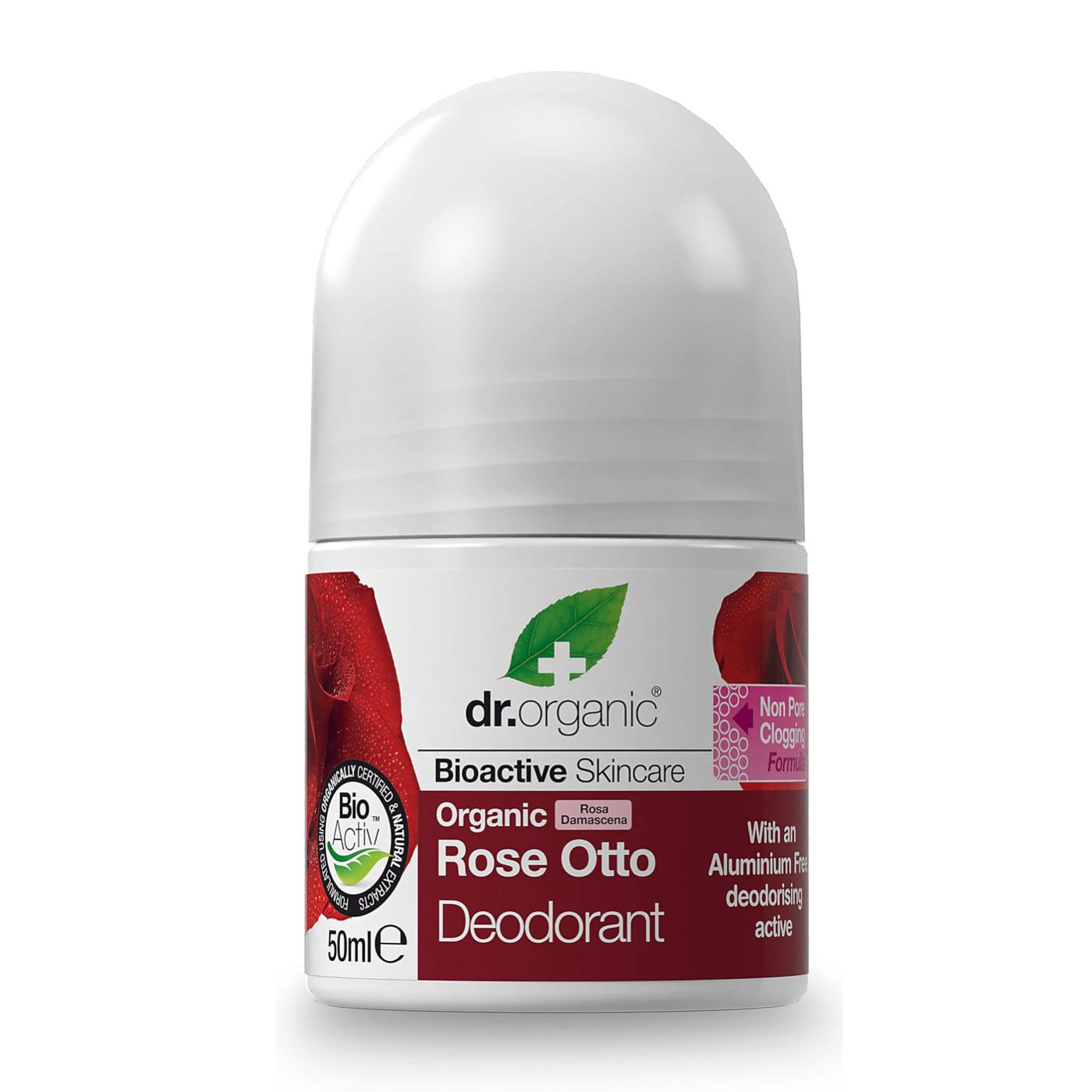 Dr Organic Roll-on Deodorant 50ml, Organic Rose Otto