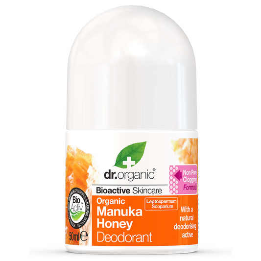 Dr Organic Roll-on Deodorant 50ml, Manuka Honey
