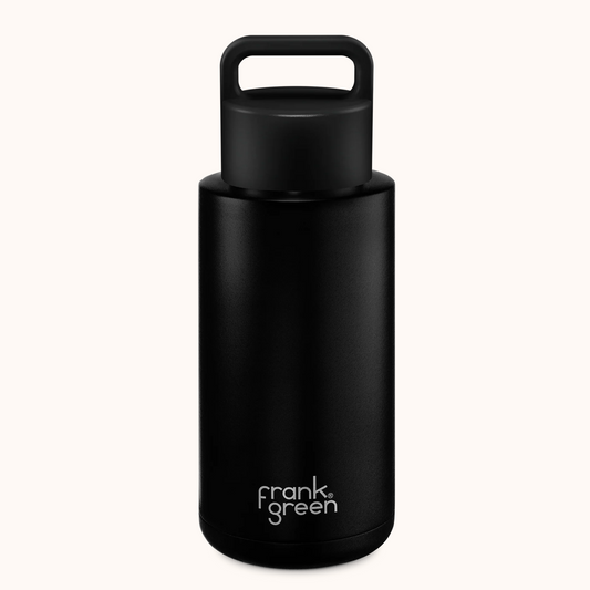 Frank Green Ceramic Reusable Bottle (Grip Finish) with Grip Lid 34oz, Midnight